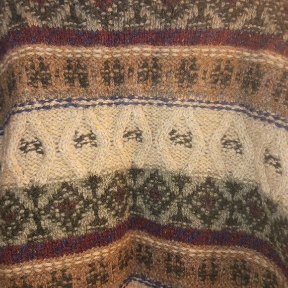 Vintage LL Bean 100% Wool Norwegian Fair Isle Sweater Large Heavyweight Warm EUC - Picture 4 of 4